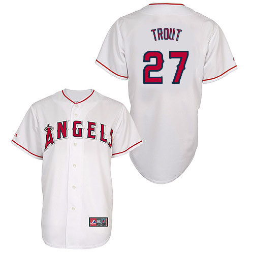 Mike Trout #27 Youth Baseball Jersey-Los Angeles Angels of Anaheim Authentic Home White Cool Base MLB Jersey